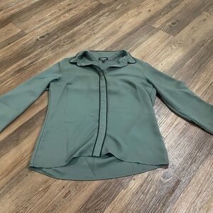 Green Express Button Up Blouse
